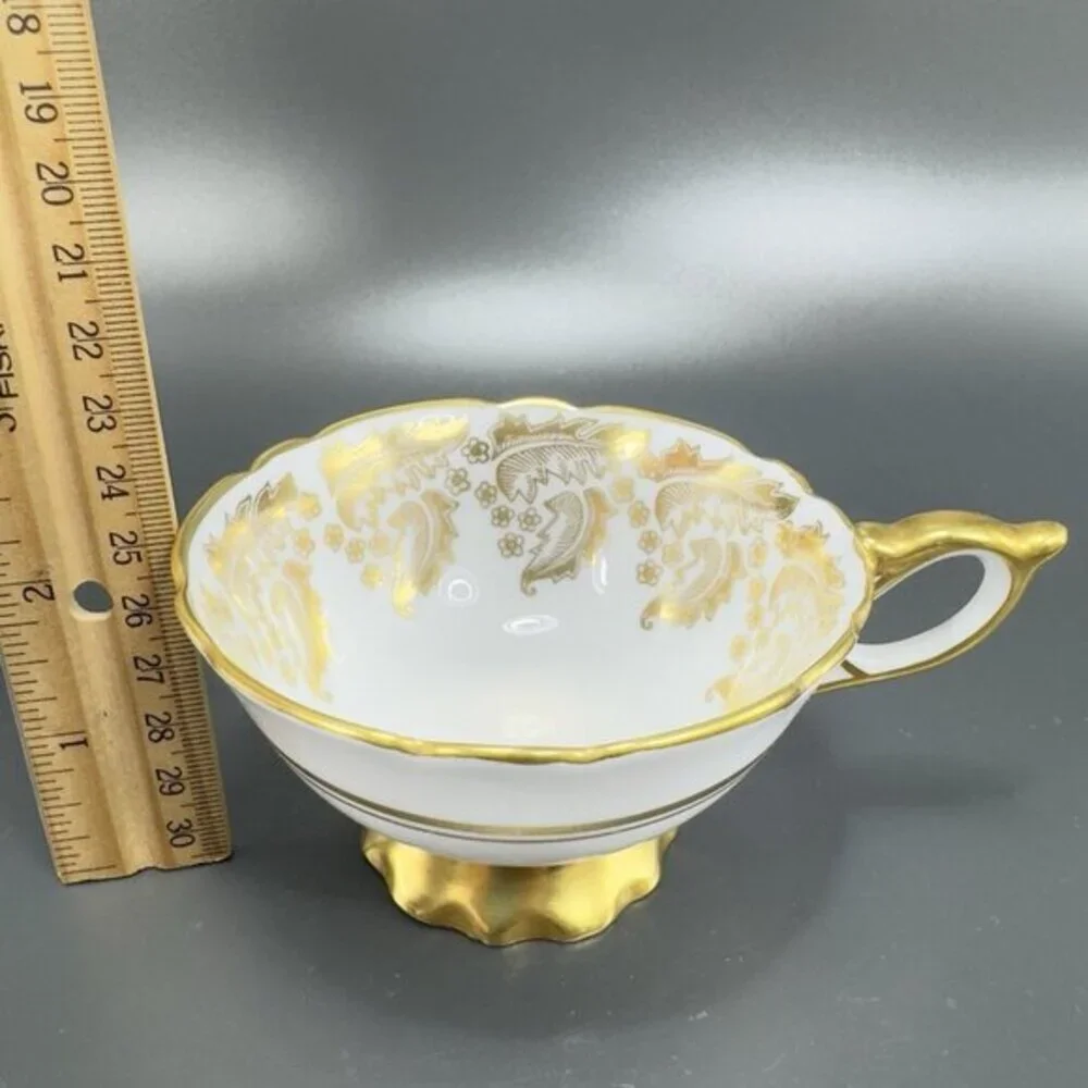 Royal Stafford Fine Porcelain China Teacup And Saucer Heavy Gold Pattern England